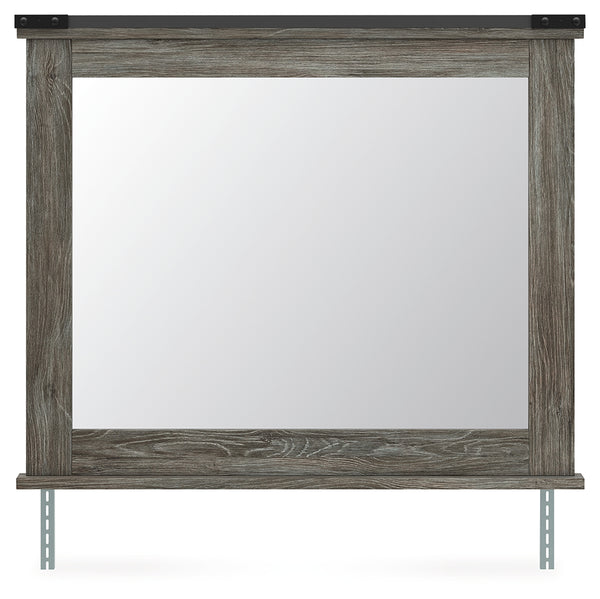 Frandern Bedroom Mirror front view showing gray replicated oak grain