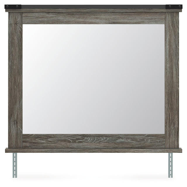 Frandern Bedroom Mirror front view showing gray replicated oak grain