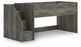 Frandern Gray Twin Loft Bed front angle