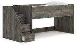 Frandern Gray Twin Loft Bed with open space beneath