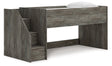 Frandern Gray Twin Loft Bed angled view