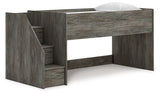 Frandern Gray Twin Loft Bed angled view
