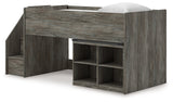 Frandern Twin Loft Bed alternative angle showing rustic gray finish