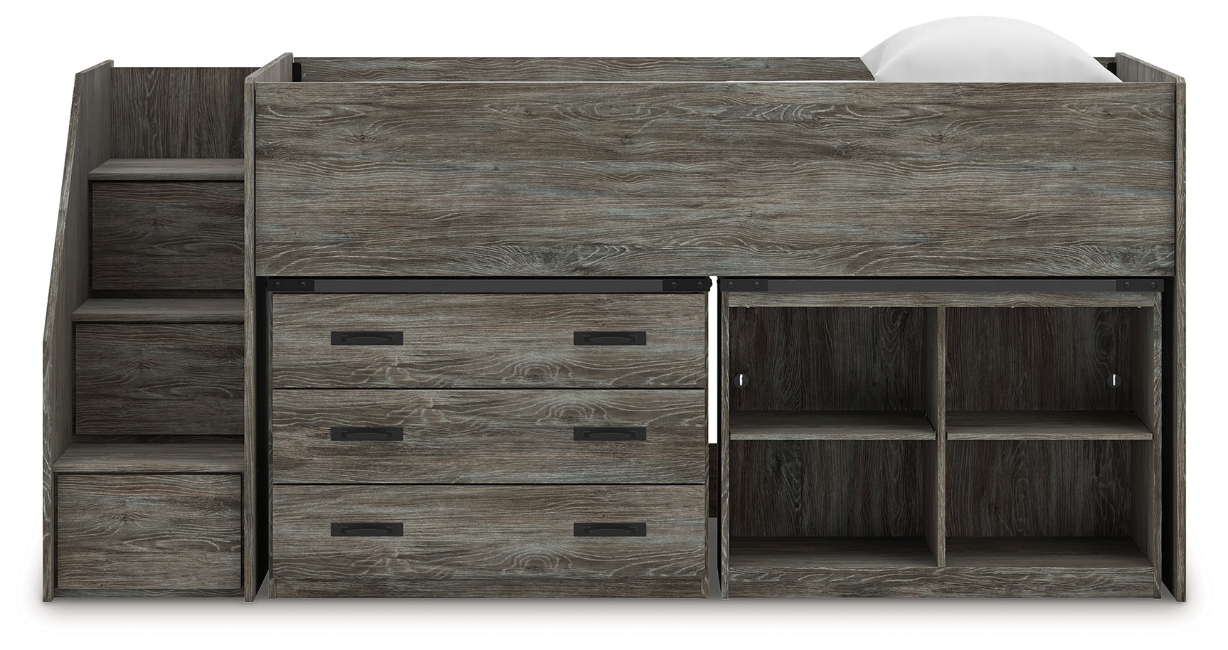 Frandern Gray Twin Loft Bed head-on view