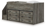 Industrial style nailhead detail on Frandern loft bed