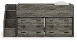 Back view of Frandern twin loft bed showing structure