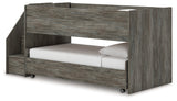 Frandern Loft Bed close-up on headboard and nailhead accents