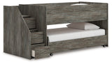 Frandern Twin over Twin Loft Bed showing left storage steps