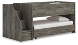 Frandern Gray Twin over Twin Loft Bed front angle view