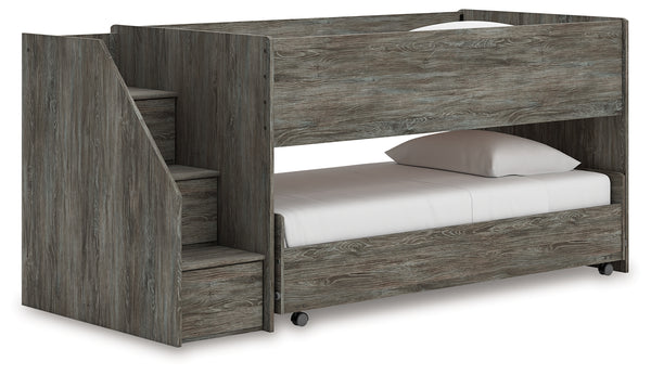 Frandern Gray Twin over Twin Loft Bed front angle view