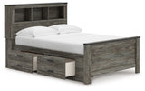 Open under-bed storage drawers in Frandern Full Bookcase Bed