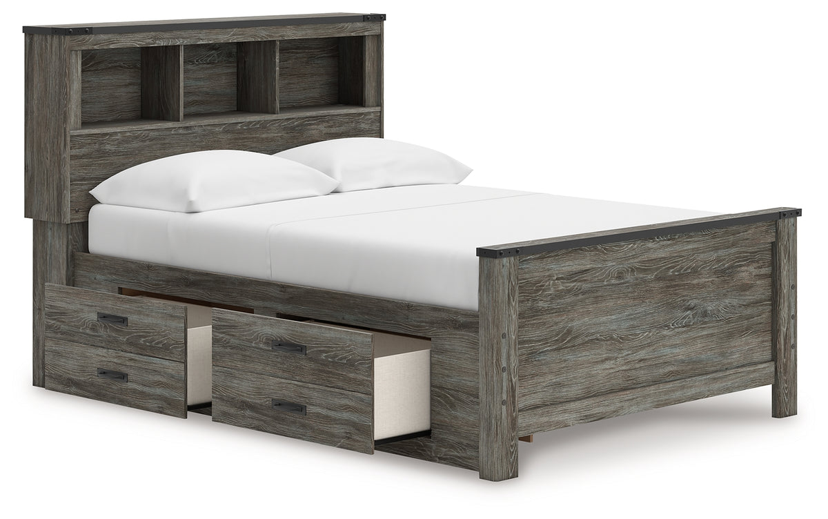 Open under-bed storage drawers in Frandern Full Bookcase Bed