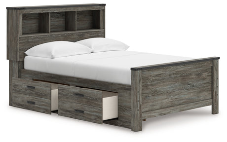 Open under-bed storage drawers in Frandern Full Bookcase Bed