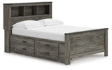 Frandern Gray Full Bookcase Panel Bed angled view showing headboard and footboard