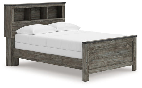 Frandern Full Bookcase Panel Bed angled view showing headboard and footboard