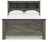 Front view of Frandern Full Bookcase Panel Bed with storage cubbies