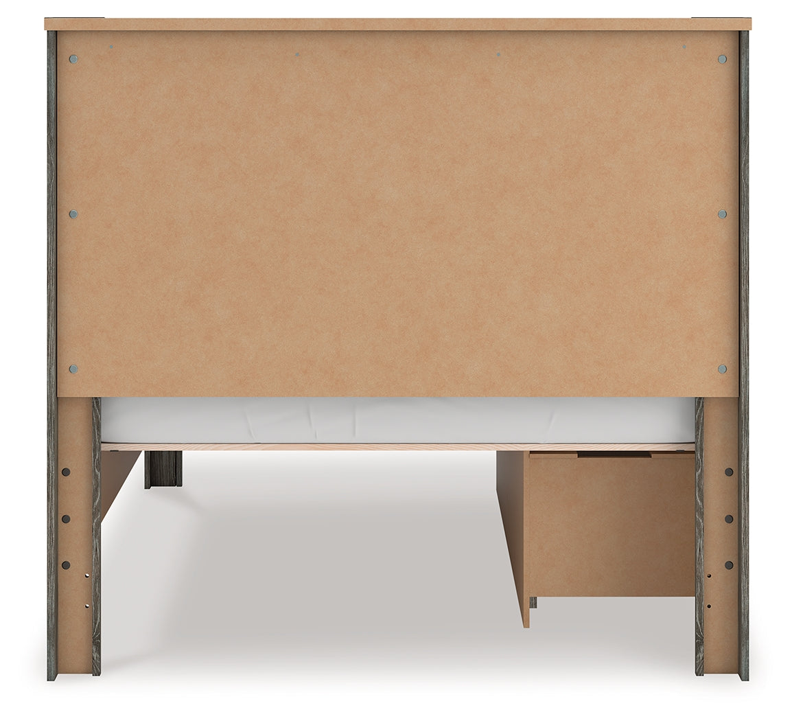 Back view of Frandern Full Panel Bed showing panel design