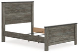 Full view of Frandern Full Panel Bed headboard with rustic laminate finish