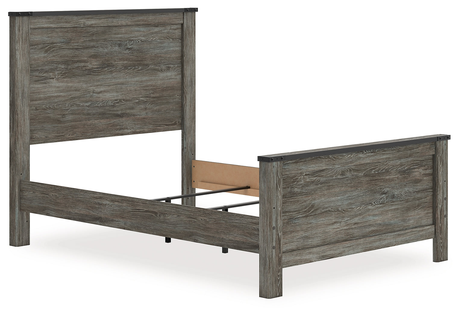 Full view of Frandern Full Panel Bed headboard with rustic laminate finish