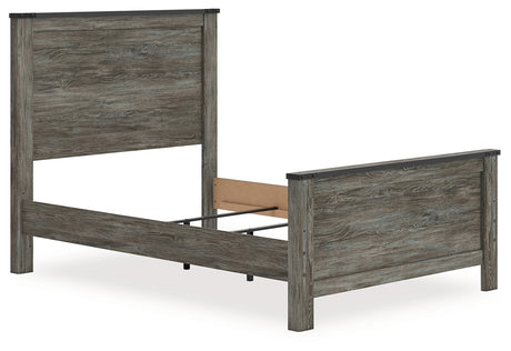 Full view of Frandern Full Panel Bed headboard with rustic laminate finish
