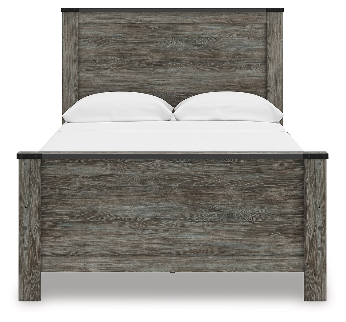 Front view of Frandern Full Panel Bed showing footboard and rails
