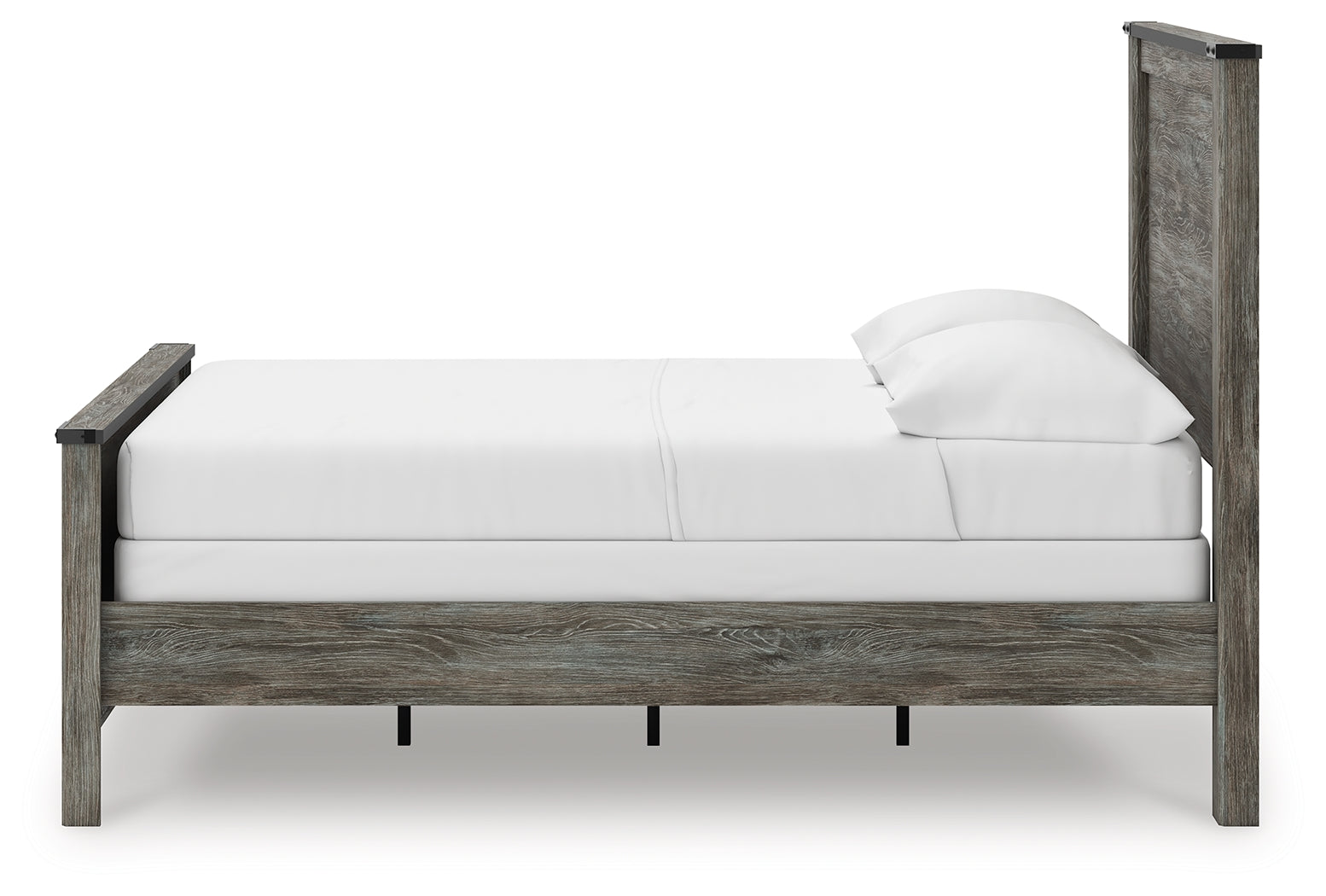 Side view of Frandern Full Panel Bed highlighting lamination texture