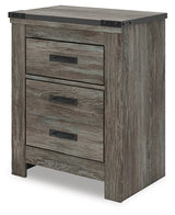 Frandern nightstand side angle showing nailhead accent