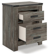 Frandern nightstand open drawer and shelf view