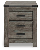 Frandern nightstand head-on front view showing drawer detail