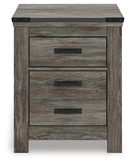 Frandern nightstand head-on front view showing drawer detail