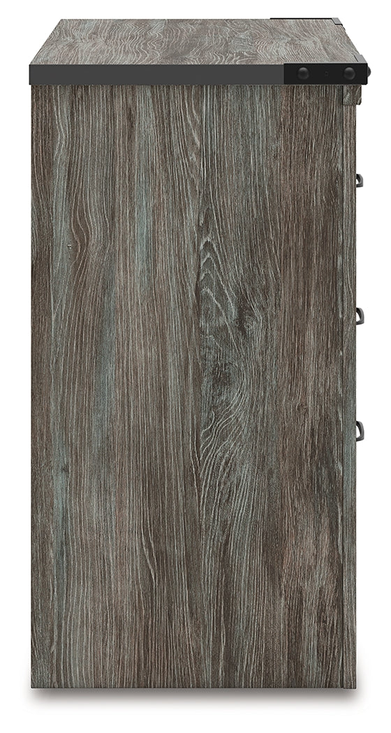 Frandern nightstand side view with drawer closed