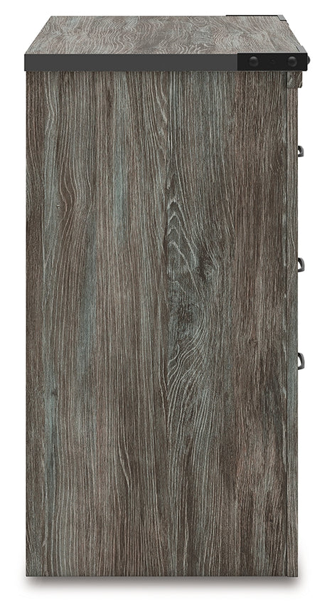 Frandern nightstand side view with drawer closed