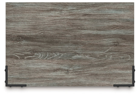 Frandern nightstand top view showing wood grain surface