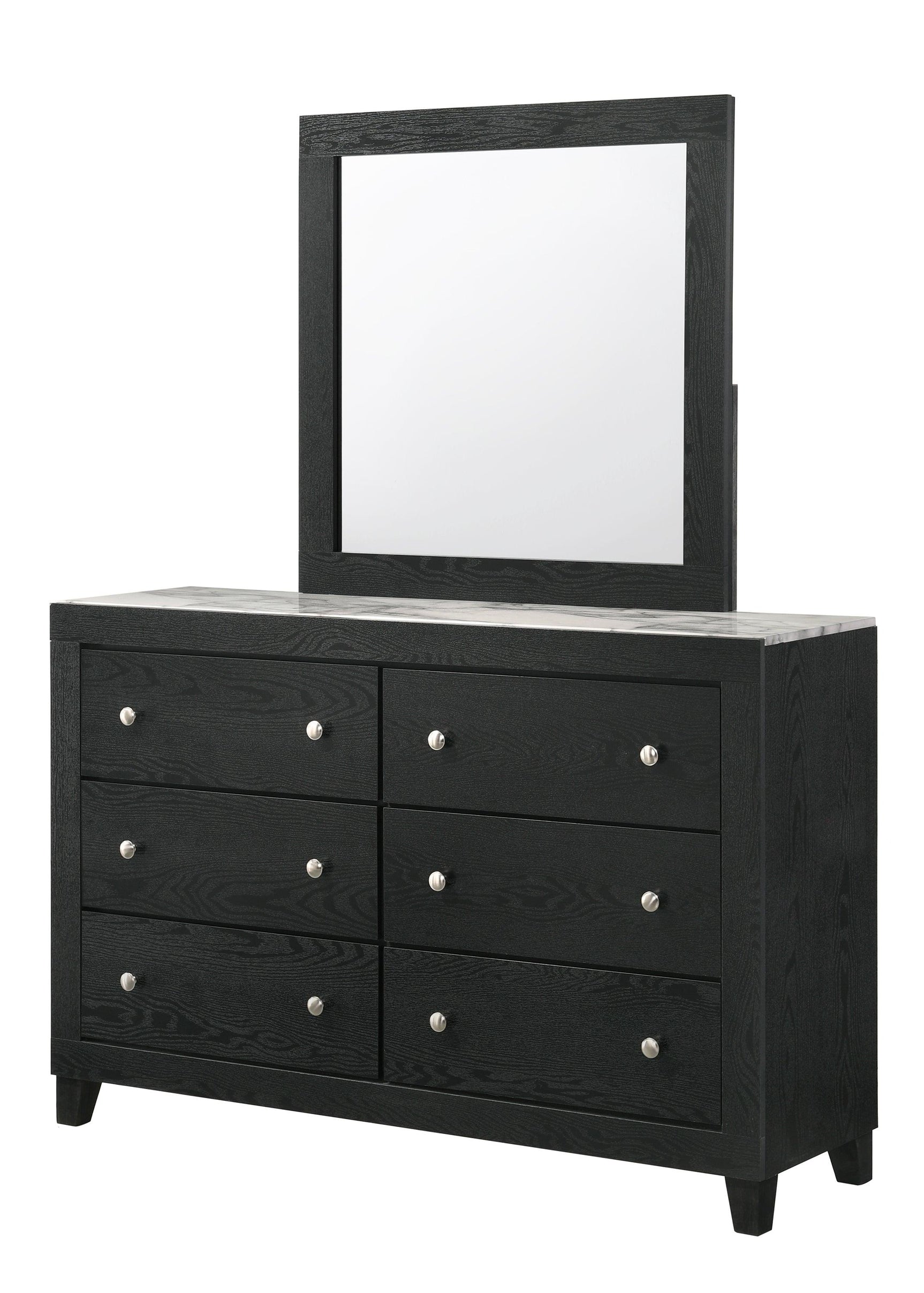 Side view of dresser from Cadence Black LED Bookcase bedroom set