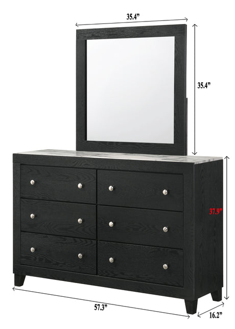Side view of dresser from Cadence Black Panel Bedroom Set