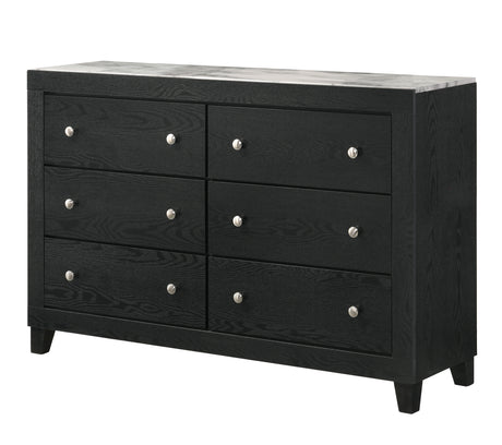 Bedroom view with dresser and mirror from Cadence Black Panel set