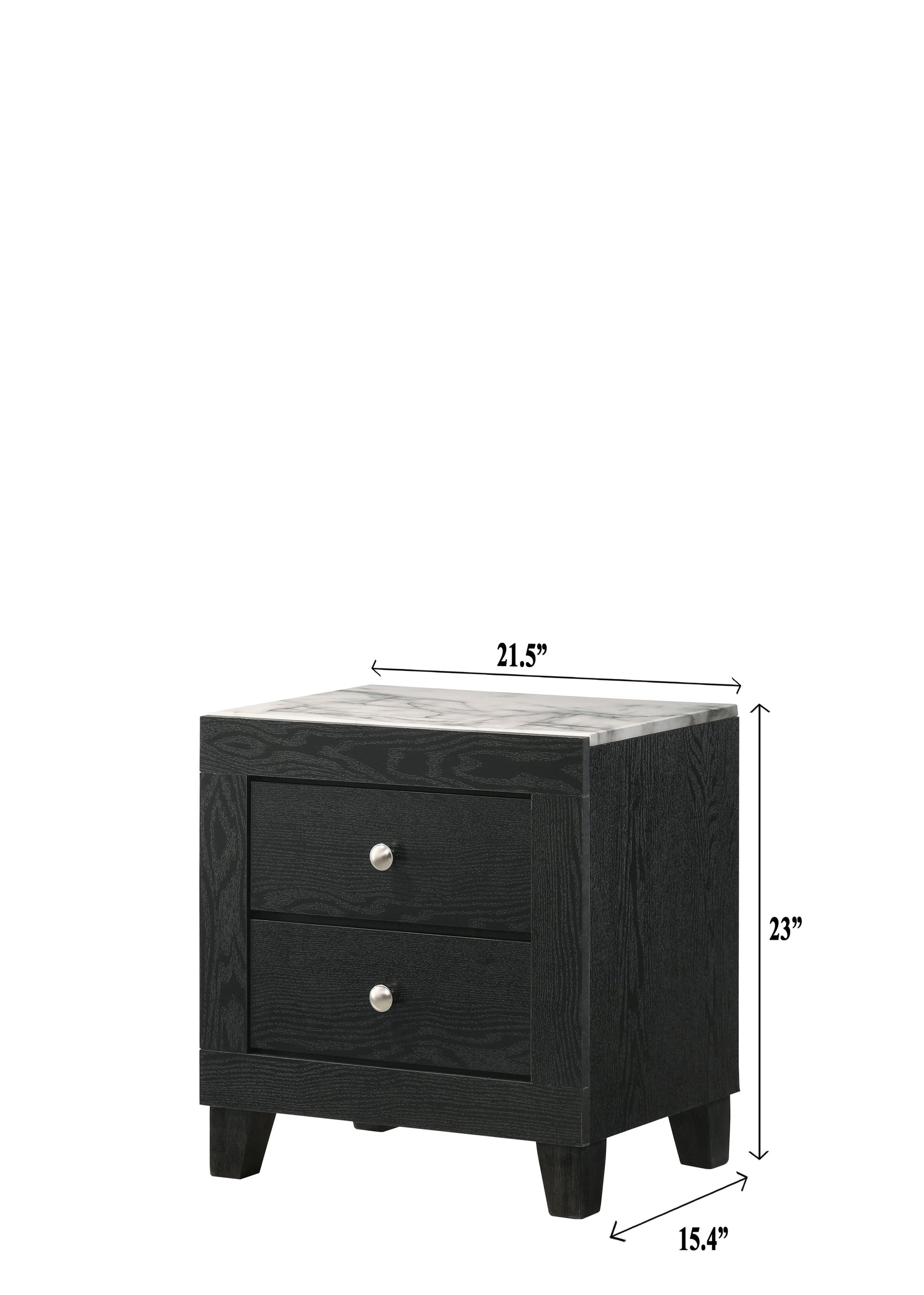 Bedroom view with nightstand from Cadence Black Panel set
