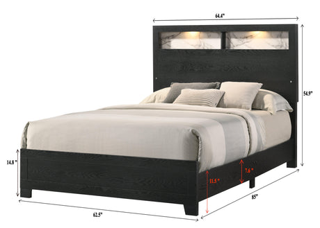 Raised angle of king bed showing footboard and frame