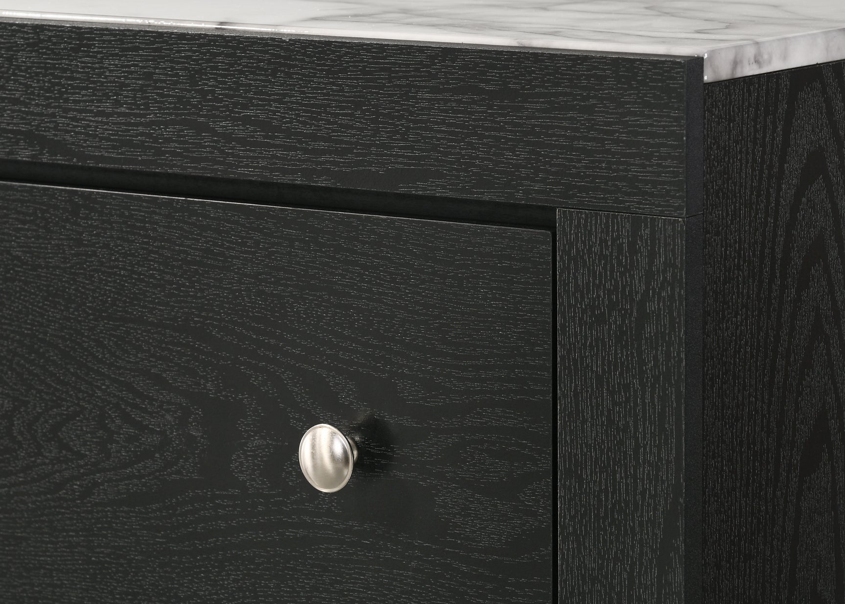 Bedroom view with chest and mirror from Cadence Black Panel set