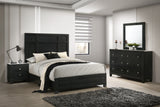 Side view of Cadence Black Panel Bedroom Set bed