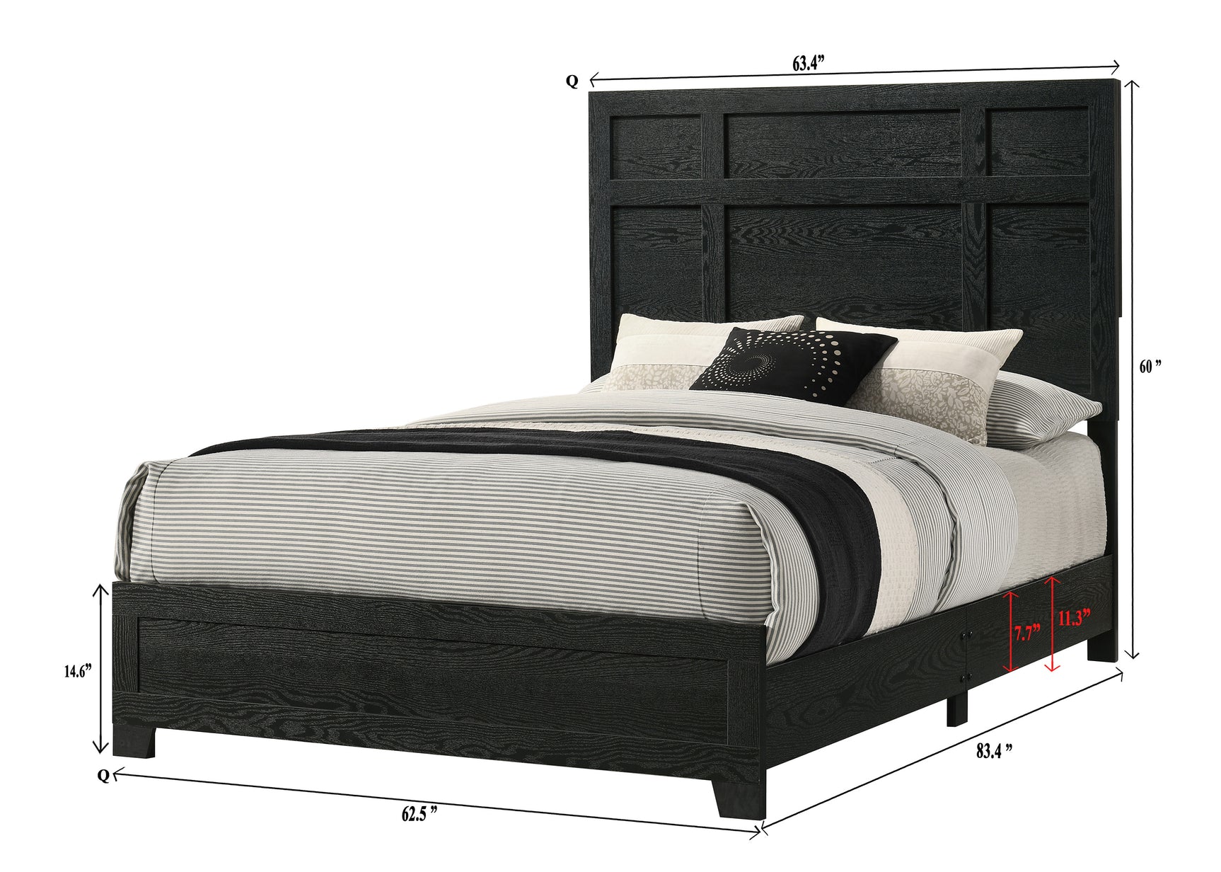 Cadence Black Panel Queen Bed side detail