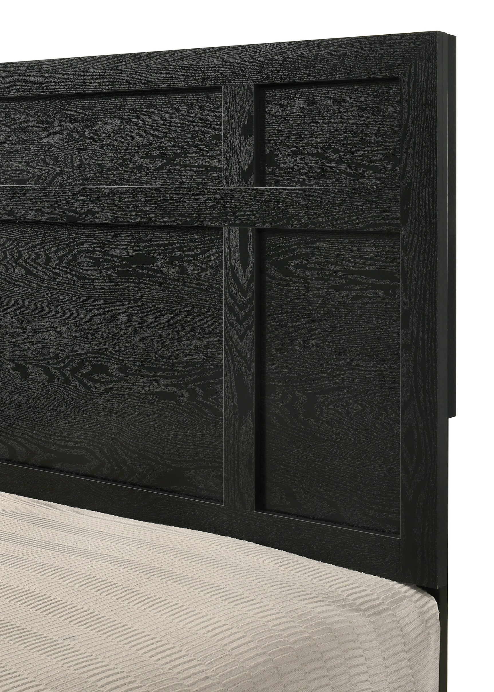 Main bedroom view of Cadence Black Panel Bedroom Set