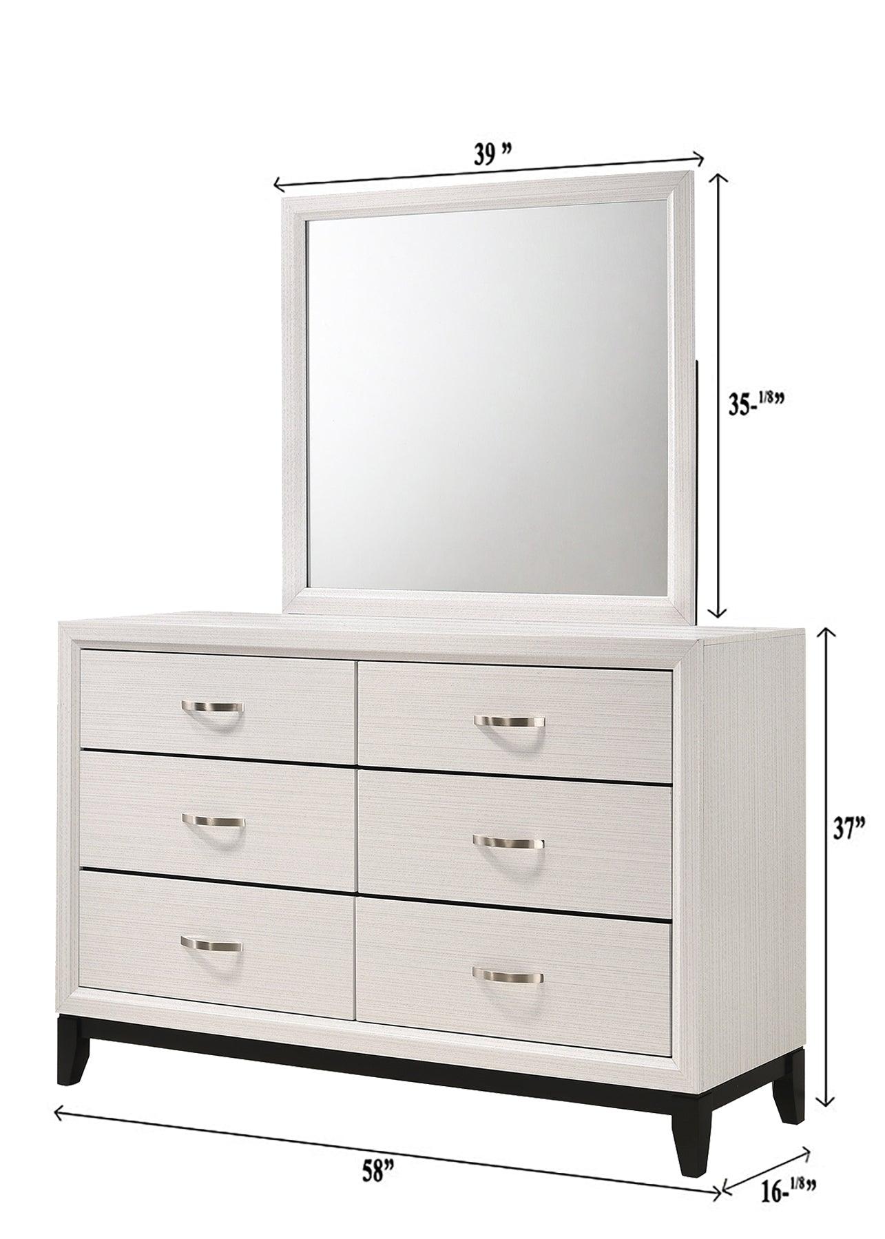 Akerson Chalk Dresser with Mirror, Front View