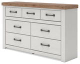 Savonport White/Brown Dresser angled view