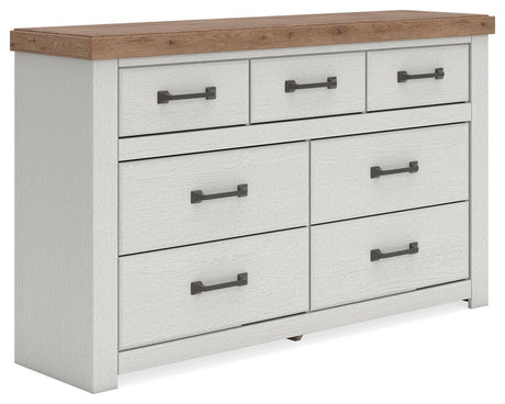 Savonport White/Brown Dresser angled view