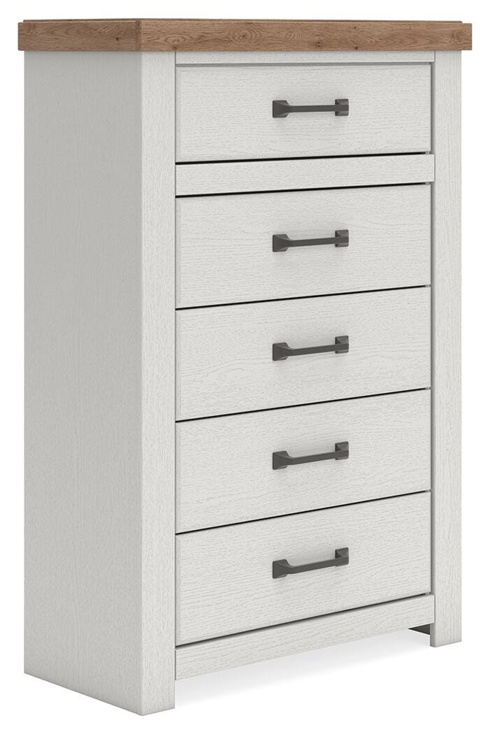 Savonport White/Brown Panel Storage Bedroom Set angled view
