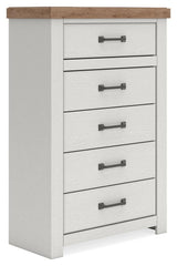 Savonport White/Brown Panel Bedroom Set angled view