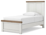 Savonport White/Brown Twin Panel Bed with Storage angled view