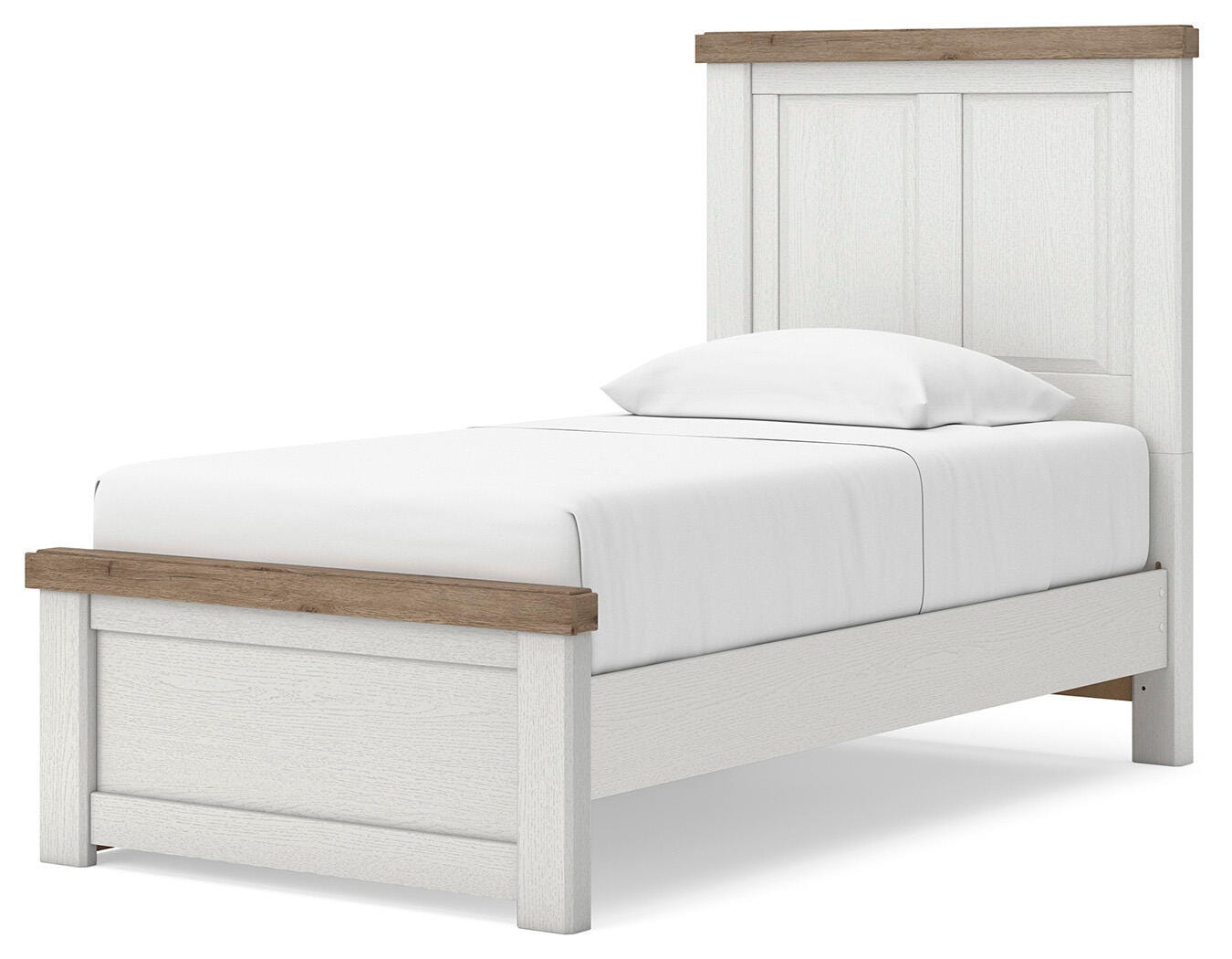 Savonport White/Brown Twin Panel Bed with Storage angled view