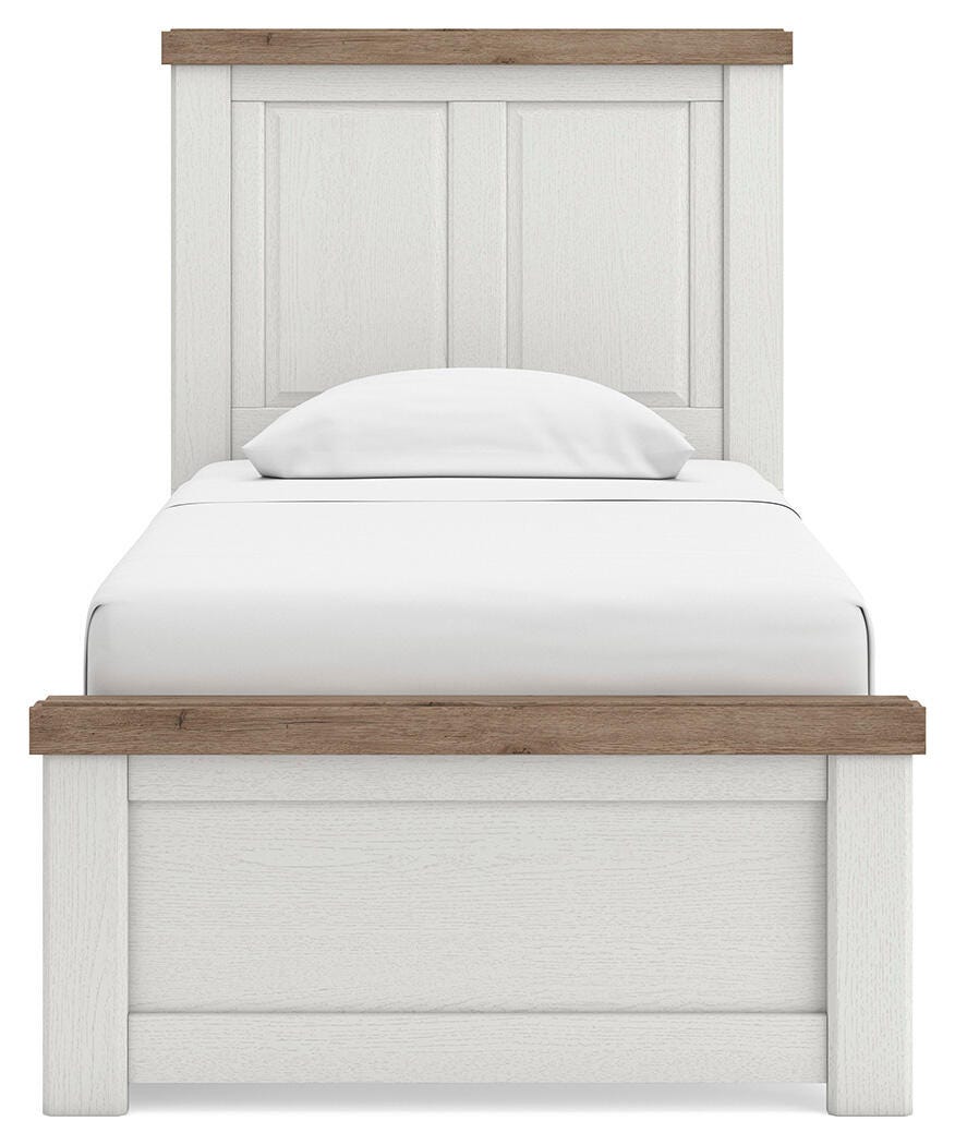 Savonport White/Brown Twin Panel Bed with Storage view 8